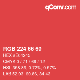 Color code: RGB 224 66 69 | qconv.com