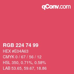 Código de color: RGB 224 74 99 | qconv.com