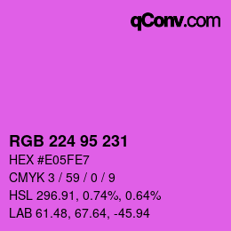 Code couleur: RGB 224 95 231 | qconv.com