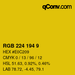 Color code: RGB 224 194 9 | qconv.com