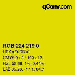 Color code: RGB 224 219 0 | qconv.com