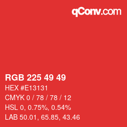 カラーコード: RGB 225 49 49 | qconv.com