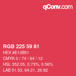 Color code: RGB 225 59 81 | qconv.com