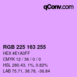 Color code: RGB 225 163 255 | qconv.com