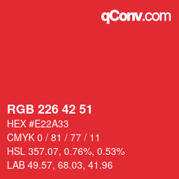 Color code: RGB 226 42 51 | qconv.com