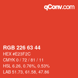 Color code: RGB 226 63 44 | qconv.com