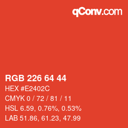 Color code: RGB 226 64 44 | qconv.com