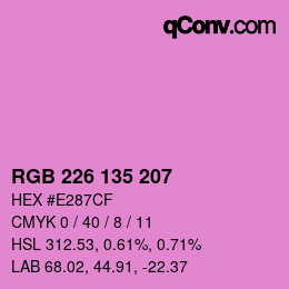 Color code: RGB 226 135 207 | qconv.com