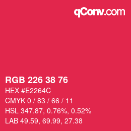 Color code: RGB 226 38 76 | qconv.com