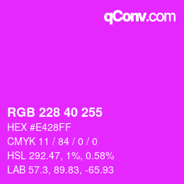 カラーコード: RGB 228 40 255 | qconv.com