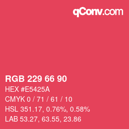 Código de color: RGB 229 66 90 | qconv.com