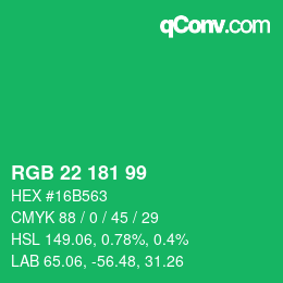 Color code: RGB 22 181 99 | qconv.com