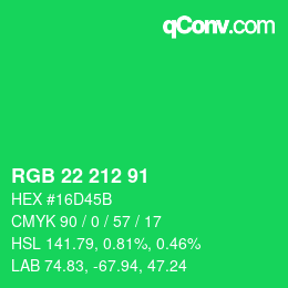 Código de color: RGB 22 212 91 | qconv.com