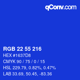 Color code: RGB 22 55 216 | qconv.com