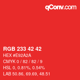 Code couleur: RGB 233 42 42 | qconv.com