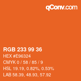 Color code: RGB 233 99 36 | qconv.com