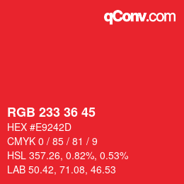 Color code: RGB 233 36 45 | qconv.com