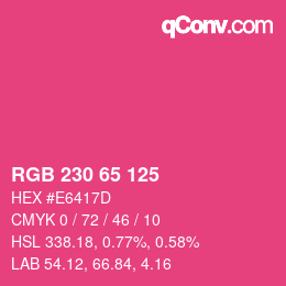 Color code: RGB 230 65 125 | qconv.com