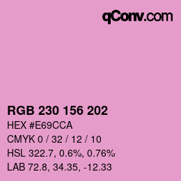 Código de color: RGB 230 156 202 | qconv.com