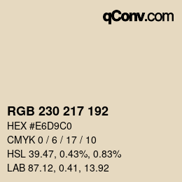 Color code: RGB 230 217 192 | qconv.com