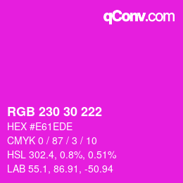 カラーコード: RGB 230 30 222 | qconv.com