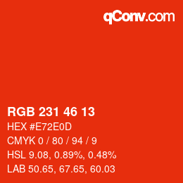 Color code: RGB 231 46 13 | qconv.com