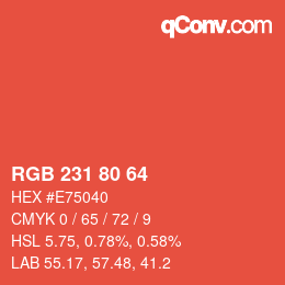 Color code: RGB 231 80 64 | qconv.com