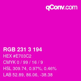 Farbcode: RGB 231 3 194 | qconv.com