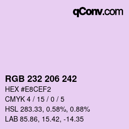 Código de color: RGB 232 206 242 | qconv.com