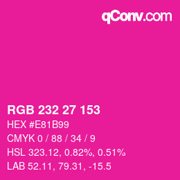 Color code: RGB 232 27 153 | qconv.com