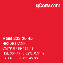 Código de color: RGB 232 26 45 | qconv.com