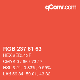 Color code: RGB 237 81 63 | qconv.com