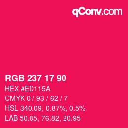 Code couleur: RGB 237 17 90 | qconv.com