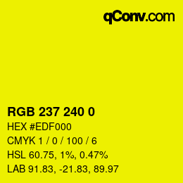 Color code: RGB 237 240 0 | qconv.com