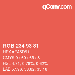 Código de color: RGB 234 93 81 | qconv.com