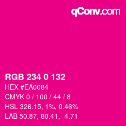 カラーコード: RGB 234 0 132 | qconv.com