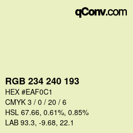 Color code: RGB 234 240 193 | qconv.com