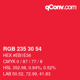 Color code: RGB 235 30 54 | qconv.com