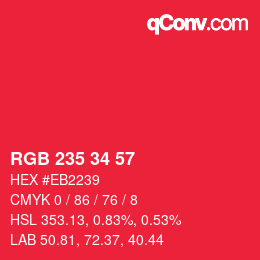 Código de color: RGB 235 34 57 | qconv.com