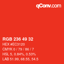 カラーコード: RGB 236 49 32 | qconv.com