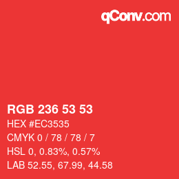 Farbcode: RGB 236 53 53 | qconv.com