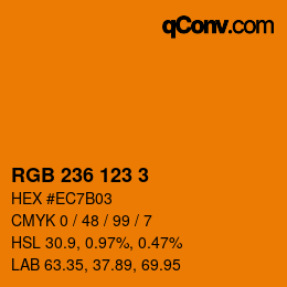 Code couleur: RGB 236 123 3 | qconv.com