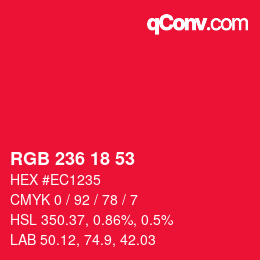 Color code: RGB 236 18 53 | qconv.com