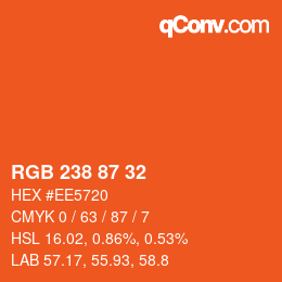 Color code: RGB 238 87 32 | qconv.com