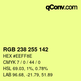 Código de color: RGB 238 255 142 | qconv.com