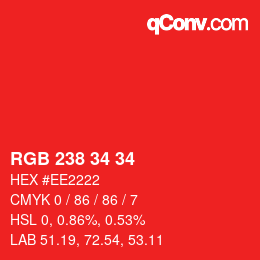 Color code: RGB 238 34 34 | qconv.com