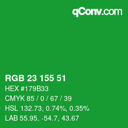 Color code: RGB 23 155 51 | qconv.com