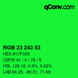 Código de color: RGB 23 243 53 | qconv.com