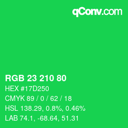 Código de color: RGB 23 210 80 | qconv.com