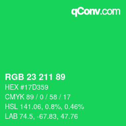 Código de color: RGB 23 211 89 | qconv.com